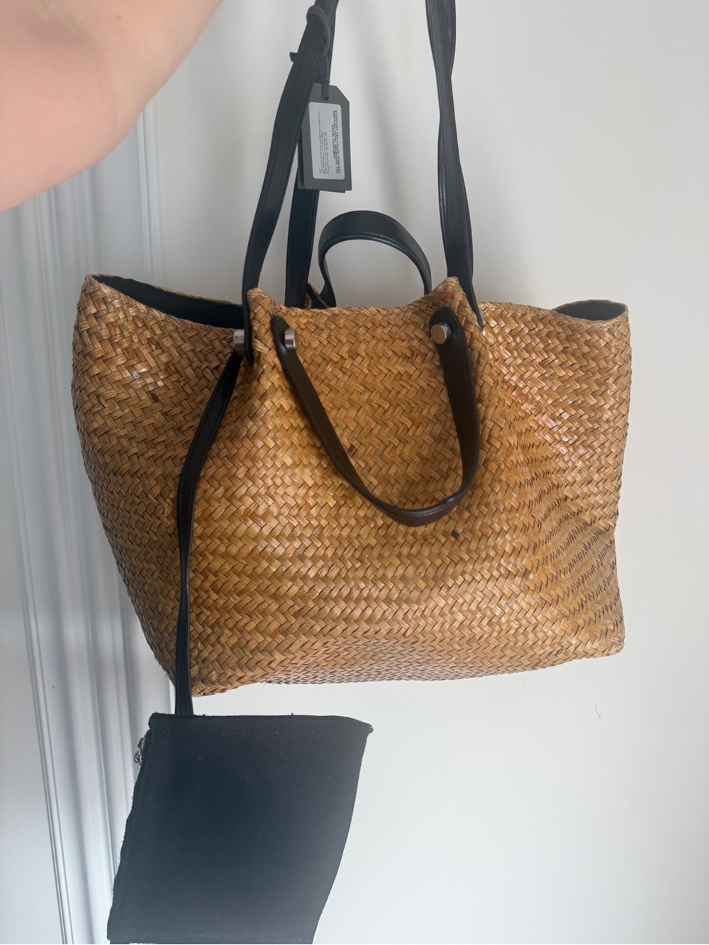 AllSaints allington straw tote in natural - Picture 3 of 12